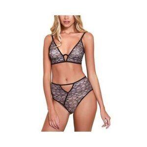 Hauty Bra Womens Size M Black Animal Print Mesh Sheer Wireless